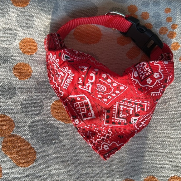 Red Bandana Red Dog Collar Adjustable Custom Made for Dog Leashes - Picture 5 of 12